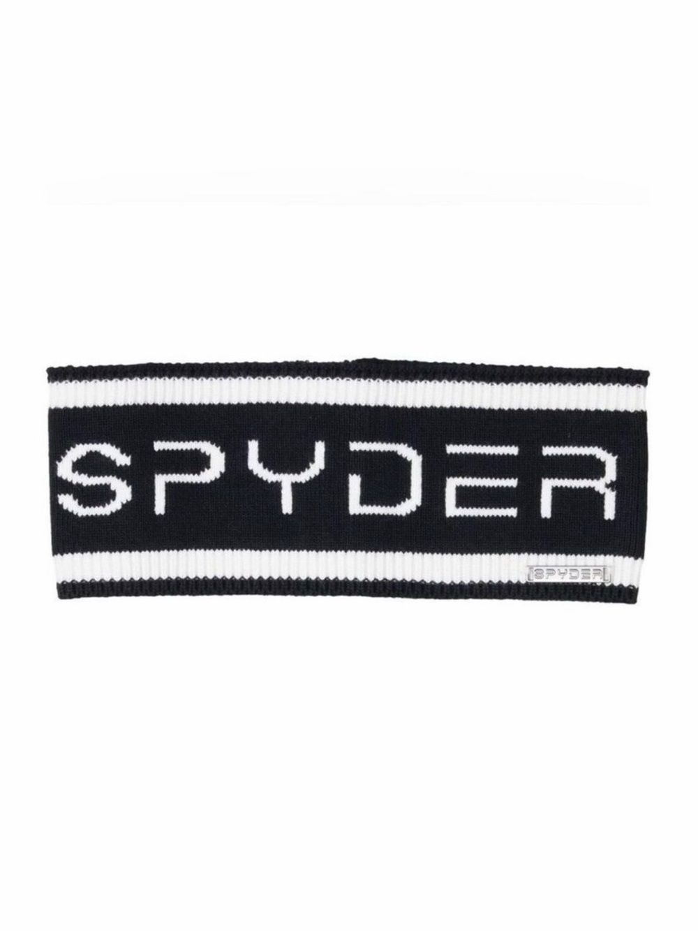 SPYDER OS Unisex Black White Cotton Blend Knit Logo Headband